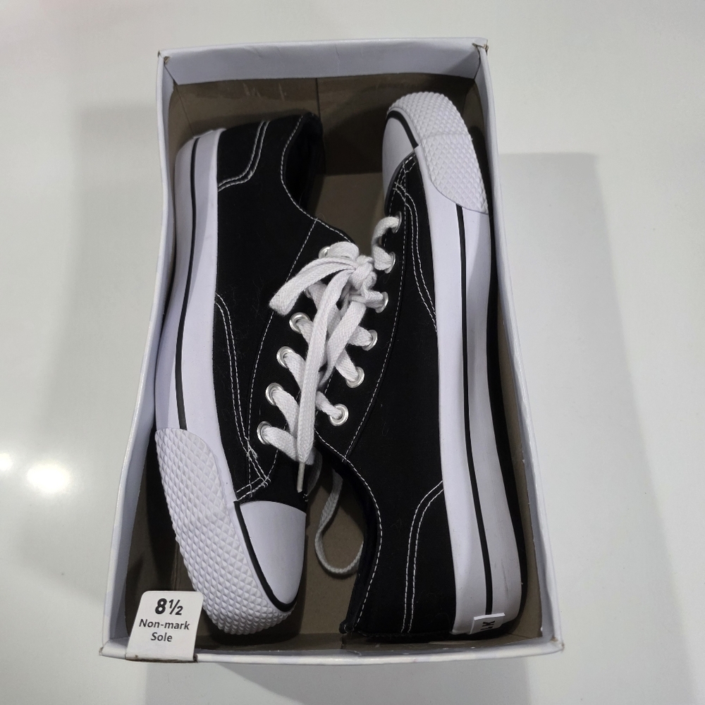 Classic Black Canvas Low-Top Sneakers